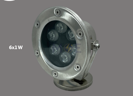 Cuperlight SMD IP68 LED Underwater Pool Light Chrome Adjustable Surface Circular Spot RGB 12V AC 12cm 6x1W | K-3301 IP68 | سبوت مسبح ليد مدور ظاهر متحرك كروم ضو ملون اخضر و احمر و ازرق