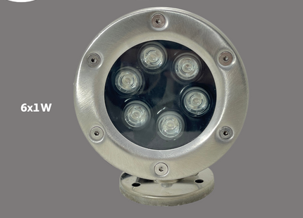 Cuperlight SMD IP68 LED Underwater Pool Light Chrome Adjustable Surface Circular Spot RGB 12V AC 12cm 6x1W | K-3301 IP68 | سبوت مسبح ليد مدور ظاهر متحرك كروم ضو ملون اخضر و احمر و ازرق