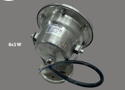 Cuperlight SMD IP68 LED Underwater Pool Light Chrome Adjustable Surface Circular Spot RGB 12V AC 12cm 6x1W | K-3301 IP68 | سبوت مسبح ليد مدور ظاهر متحرك كروم ضو ملون اخضر و احمر و ازرق