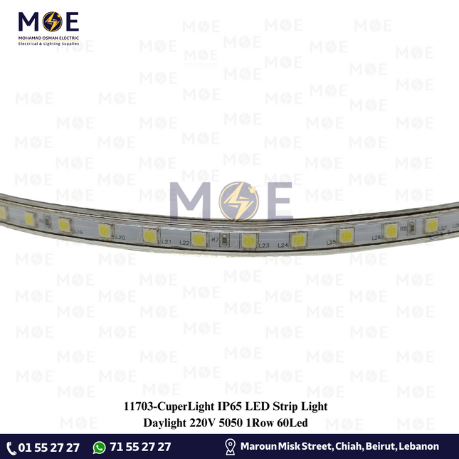 CuperLight IP65 LED Strip Light Single Daylight 220V 5050 1Row 60Led