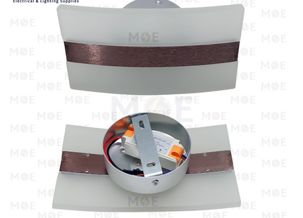 Goldenlight LED Indoor Wall Light Rectangular Red Bronze Warmwhite 3500K 10W | GLW2019-10W WW | ابليك حائط ليد مستطيل زجاج مغشى برونز احمر ورم وايت
