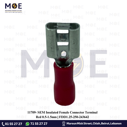 SEM Insulated Female Connector Terminal Red 0.5-1.5mm | FDD1.25-250-243642