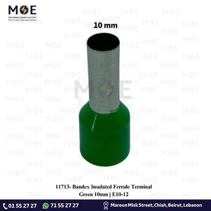 Bandex Insulated Ferrule Terminal Green 10mm | E10-12