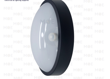 Fomsi LED IP65 Oval Bulkhead Lamp Wall Surface Light With Motion Sensor Black Daylight 6500K 12W 960Lm | هيبلو حائط ليد مطري مع حساس حركة اسود دايلايت
