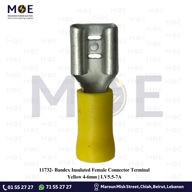 Bandex Insulated Female Connector Terminal Yellow 4-6mm | LV5.5-7A