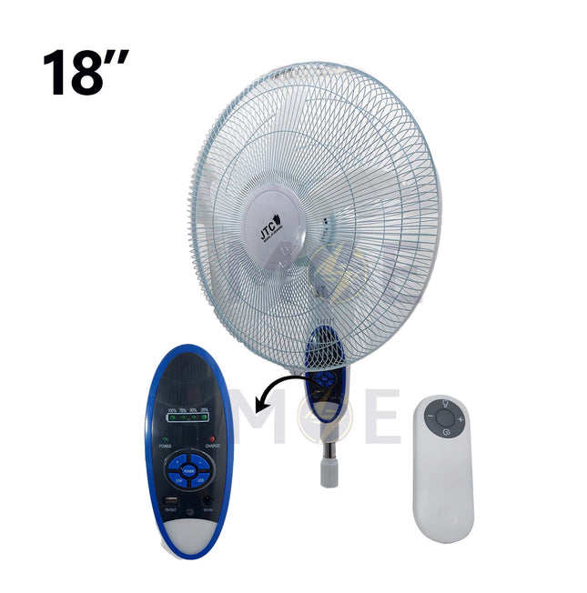 JTC Rechargeable stand fan with Remote Control & 4 Pieces LED & Timer & USB Port White 40W 18inch | F-2938HRS
