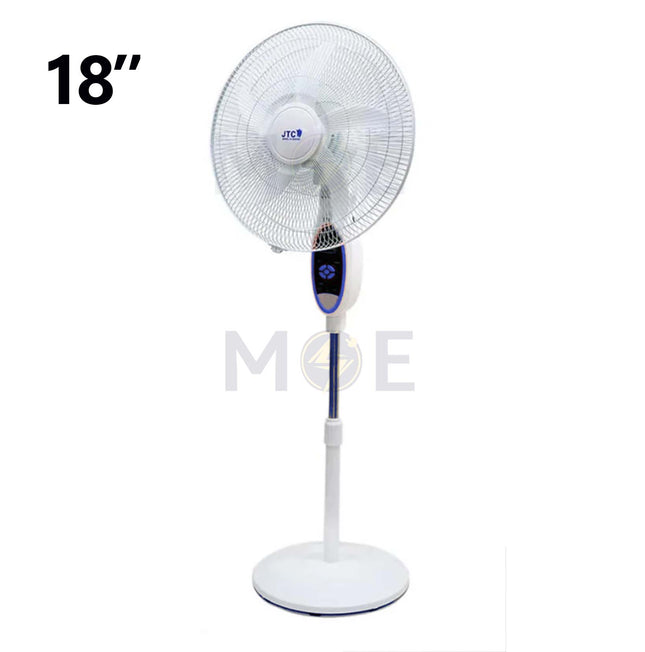 JTC Rechargeable stand fan with Remote Control & 4 Pieces LED & Timer & USB Port White 40W 18inch | F-2938HRS