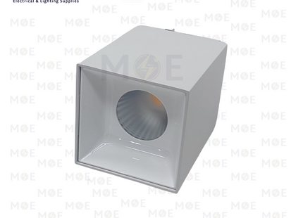 Cuperlight LED Downlight / Spotlight Ceiling Surface Mounted Cube Square Matt White Warmwhite 7.5x7.5x9.5cm 12W | ZR-C3008 | سبوت ليد ظاهر مربع ثابت ابيض ورم وايت
