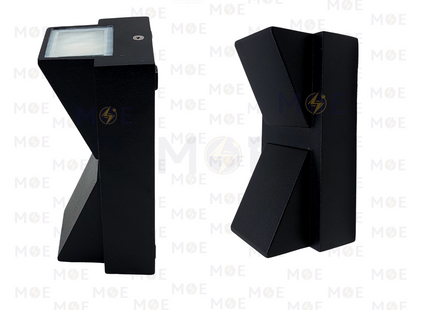 Goldenlight LED Outdoor UP & Down Wall Light Black Warmwhite 14x7.5cm 2x3W | SH-201 BK WW | ابليك حائط ليد ضوين طلوع نزول اسود ورم وايت