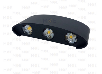 Goldenlight LED Outdoor UP & Down Wall Light Black Warmwhite 17cm 6x1W | JLW9020BK 6*1W BK WW | ابليك حائط ليد ضوين طلوع نزول اسود ورم وايت