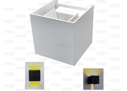 Goldenlight LED Outdoor UP & Down Wall Light Adjustable White Warmwhite 10x10cm 2x5W | BM3346S | ابليك حائط ليد ضوين متحرك طلوع نزول ابيض ورم وايت