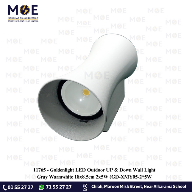 Goldenlight LED Outdoor UP & Down Wall Light Gray Warmwhite 18x8.5cm 2x5W | GD-XMY05-2*5W