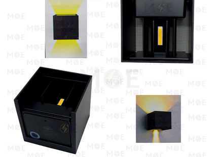 Goldenlight LED Outdoor UP & Down Wall Light Adjustable Black Warmwhite 10x10cm 2x3W | MB3346S | ابليك حائط ليد ضوين متحرك طلوع نزول اسود ورم وايت