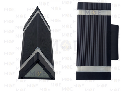Cuperlight LED Outdoor UP & Down Wall Light Triangular Black Warmwhite 24.5cm | 1433975 | ابليك حائط ليد ضوين طلوع نزول شكل هرم اسود ورم وايت