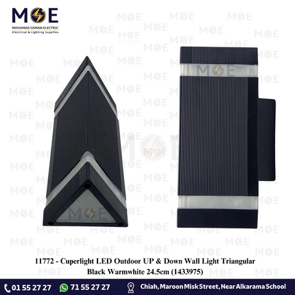 Cuperlight LED Outdoor UP & Down Wall Light Triangular Black Warmwhite 24.5cm | 1433975