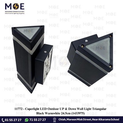 Cuperlight LED Outdoor UP & Down Wall Light Triangular Black Warmwhite 24.5cm | 1433975