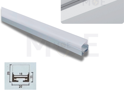 Cuperlight Surface LED Aluminum Profile Silver 20x20mm 3mt | 623 | بروفايل ليد المنيوم ظاهر
