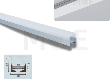 Cuperlight Surface LED Aluminum Profile Silver 20x20mm 3mt | 623 | بروفايل ليد المنيوم ظاهر