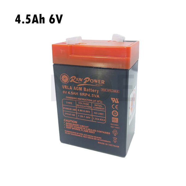 Raw Power Sealed Lead Acid Rechargeable Battery (SLA/VRLA) 4.5Ah 6V | 6RP4.5VA