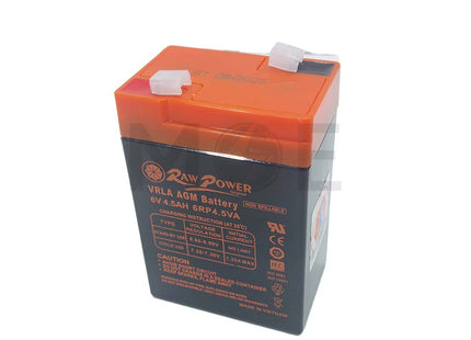 Raw Power Sealed Lead Acid Rechargeable Battery (SLA/VRLA) 4.5Ah 6V | 6RP4.5VA