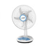 11794- JTC Rechargable Table fan with 4 Pieces LED & Timer & USB Port White 14inch _ JF-5401B