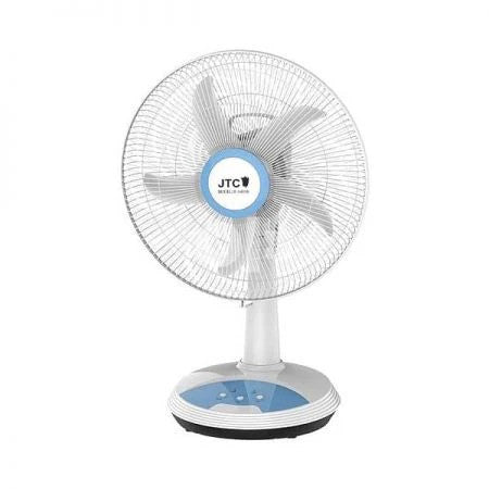 11794- JTC Rechargable Table fan with 4 Pieces LED & Timer & USB Port White 14inch _ JF-5401B