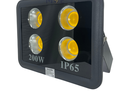 Greenlite COB LED Floodlight 200W Warmwhite 3000K IP65 | برجكتور ليد انارة مطري اسود ورم وايت