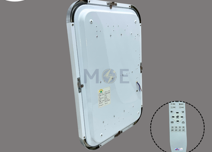 Goldenlight LED Panel Light Fixture White Surface With Remote Control Multicolored Warmwhite/Daylight/CoolWhite 65x43cm 50W | JL6543 | شاسي ليد ظاهر مستطيل مع ريموت كونترول ابيض ورم وايت/كول وايت/دايلايت
