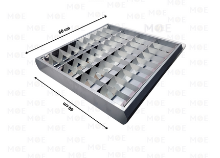 TEC MAR Surface Grid Tube Light Fixture With Electronic Ballast Silver 4xT8 4x18W 60x60cm | 4x18W-SV | شاسي شفر فارغة ظاهرة ترانس الكترون فضي