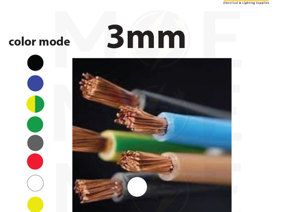 Liban Cables Single Core Flexible 3mm White | NYAF | شريط مفرد شعري ابيض