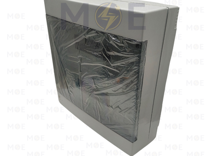 Elettrocanali IP40 Plastic Surface Mount Distribution Board Smoked Door Gray (400x400x130mm) 2Rx18module 36mod. | تابلو بلاستيك ظاهر غطا شفاف رمادي