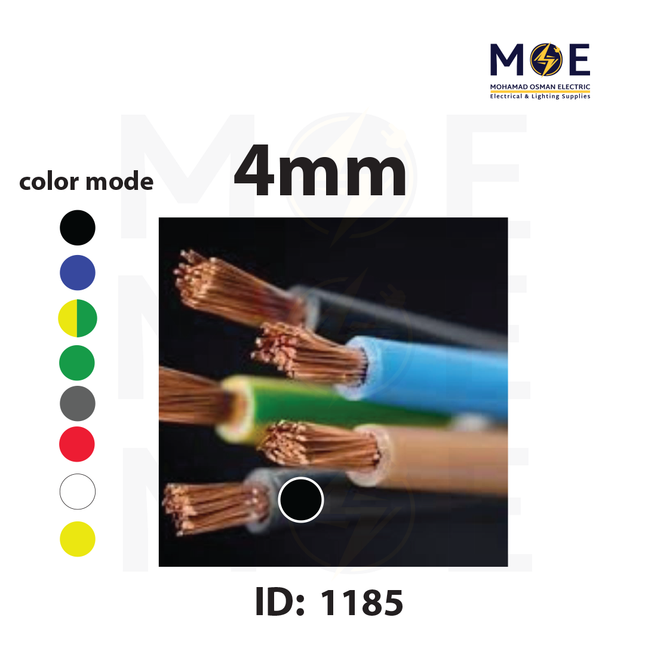 Liban Cables Single Core Flexible 4mm Black | NYAF | شريط مفرد شعري اسود