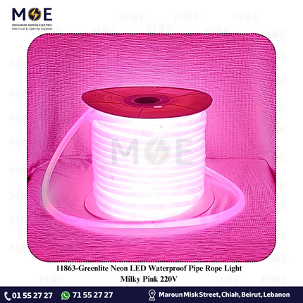 Greenlite Neon LED Waterproof Pipe Rope Light Milky Pink 220V