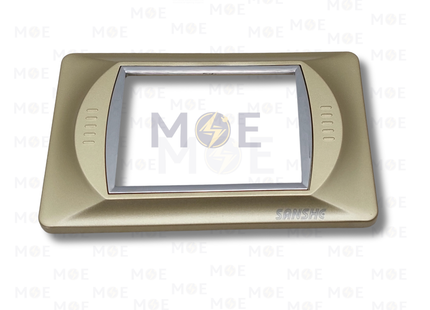 Sanshe Cover Plate Champagne / Chrome 3module | KH3036 | بلاك بلاستيك شمباني مع كروم