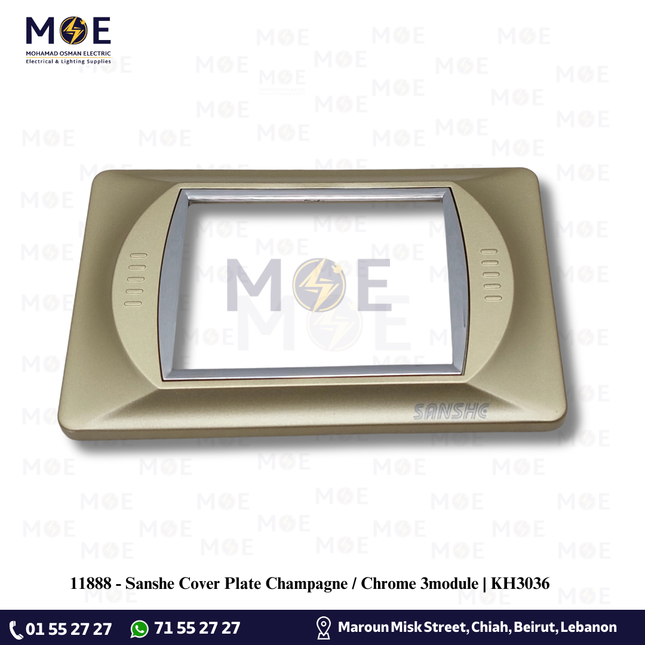 Sanshe Cover Plate Champagne / Chrome 3module | KH3036