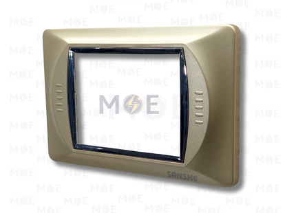 Sanshe Cover Plate Champagne / Chrome 3module | KH3036 | بلاك بلاستيك شمباني مع كروم