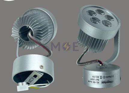 CuperLight LED Silver Adjustable Spotlight With Flat Base Daylight AC 220V 5x1W | KG-465 5x1w | سبوت ليد ظاهر متحرك مع قاعدة فضي دايلايت