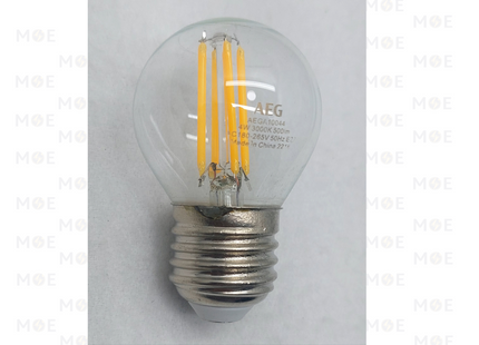 AEG LED Lamp Clear Filament Bulb WarmWhite G45 500Lm E27 4W | AEGA10044 | لمبة ليد برم فيلامنت بول شفاف ورم وايت