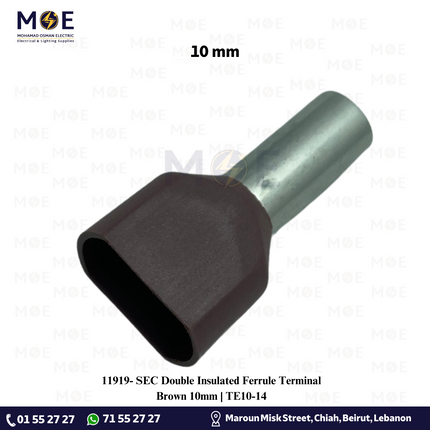 SEC Double Insulated Ferrule Terminal Brown 10mm | TE10-14