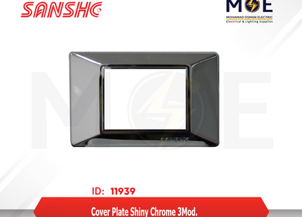 Sanshe Cover Plate Shiny Chrome 3module | KH83-006 | بلاك بلاستيك كروم لميع