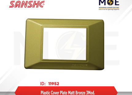 Sanshe Plastic Cover Plate Matt Bronze 3module | Cover Plate MB | بلاك بلاستيك برونز ناشف
