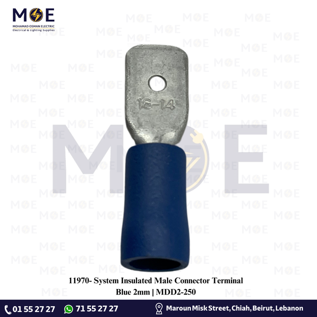 System Insulated Male Connector Terminal Blue 2mm | MDD2-250