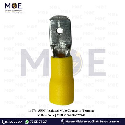 SEM Insulated Male Connector Terminal Yellow 5mm | MDD5.5-250-577748