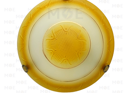 Murano Ceiling Light / Downlight Glass Round Amber 2xE27 30cm | غلوب سقف/ بلافونيه زجاج مورانو مدور عسلي ملاقط حديد
