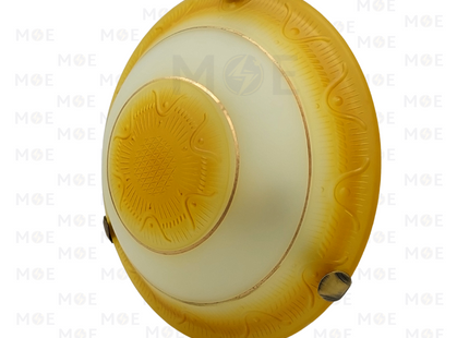 Murano Ceiling Light / Downlight Glass Round Amber 2xE27 30cm | غلوب سقف/ بلافونيه زجاج مورانو مدور عسلي ملاقط حديد