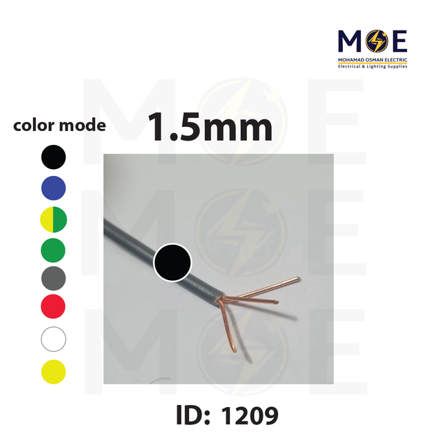 Liban Cables Single Core Stranded 1.5mm Black | NYA | شريط مفرد قاسي اسود