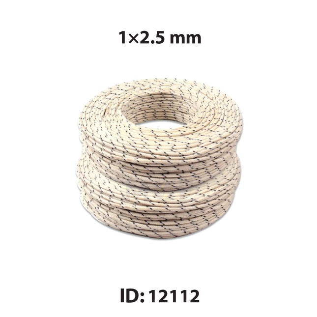 Elcab High Temperature Fiberglass Wire White / Black 300V-500V | 1x2.5mm-SIAF-GL