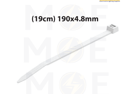 GW Cable Tie White ( 19cm ) 190x4.8mm | GT-190STC | رباط بلاستيك رفيع ابيض