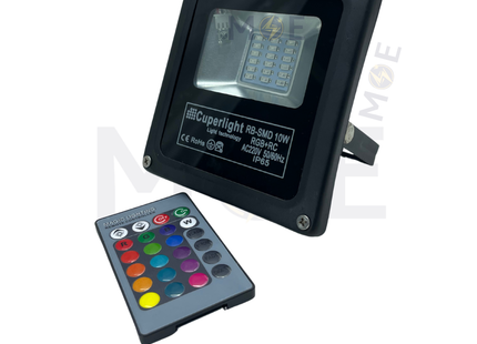 Cuperlight SMD LED Floodlight 10W RGB+Remote Controller IP65 | RB-SMD 10W | برجكتور ليد انارة مطري اسود مع ريموت كونترول ضو ملون اخضر و احمر و ازرق