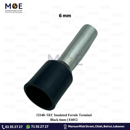 SEC Insulated Ferrule Terminal Black 6mm | E6012